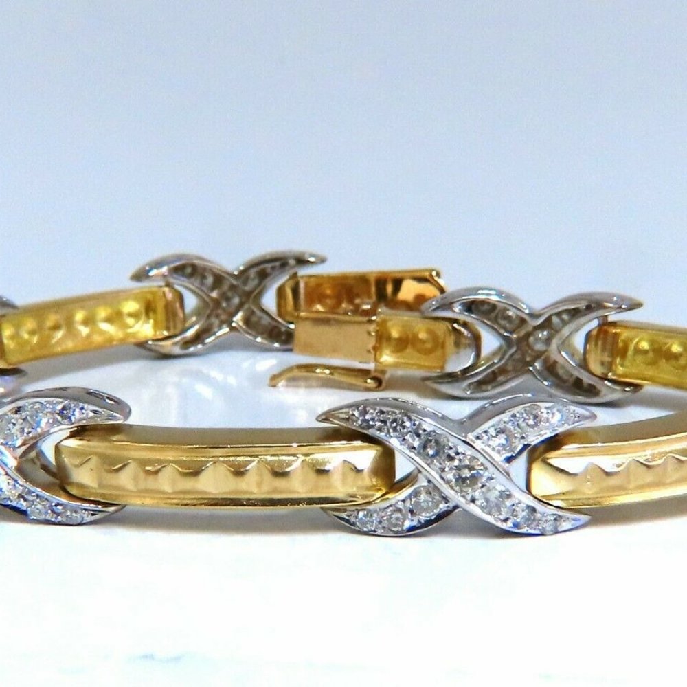 1.54ct natural round diamonds x bracelet 14 karat two-tone 7.5*